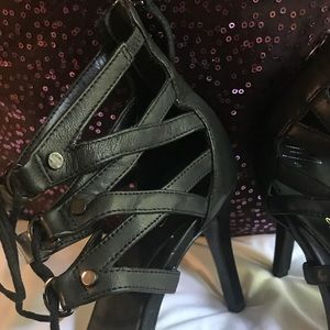 MARC FISHER black clear/ string heels